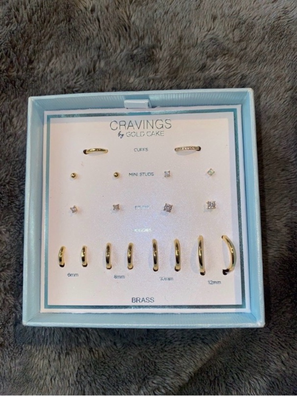BNIB Cravings by Gold Cake Brass/Gold Plated 10 sets of Earrings
